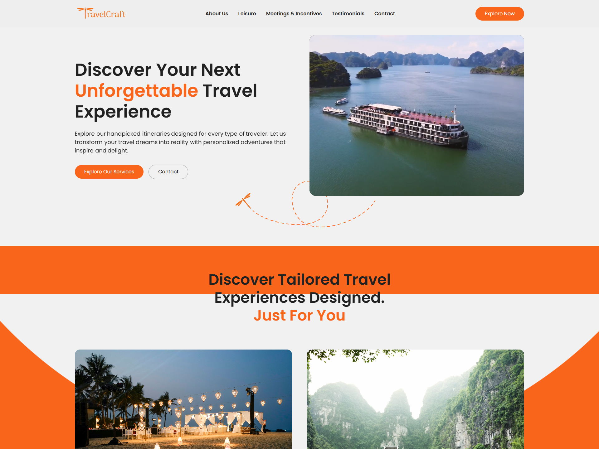 TravelCraft website preview - top of page